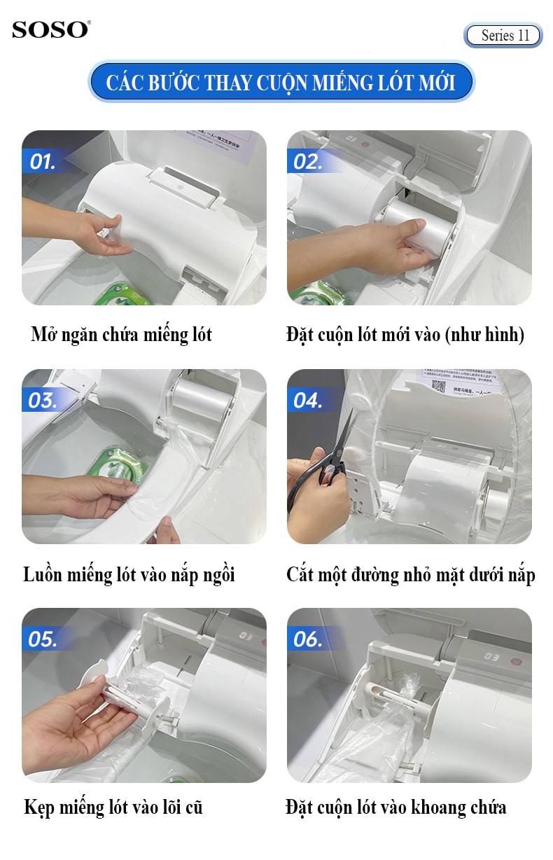 Nắp bồn cầu thay miếng lót tự động SOSO