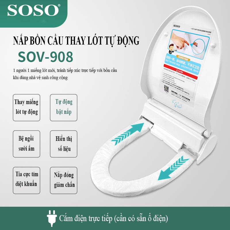 Nắp bồn cầu thay miếng lót tự động SOSO