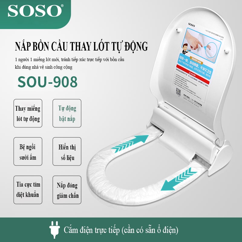 Nắp bồn cầu thay miếng lót tự động SOSO