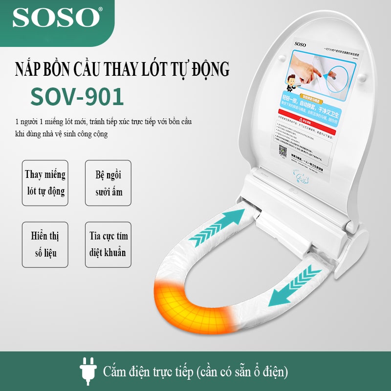 Nắp bồn cầu thay miếng lót tự động SOSO