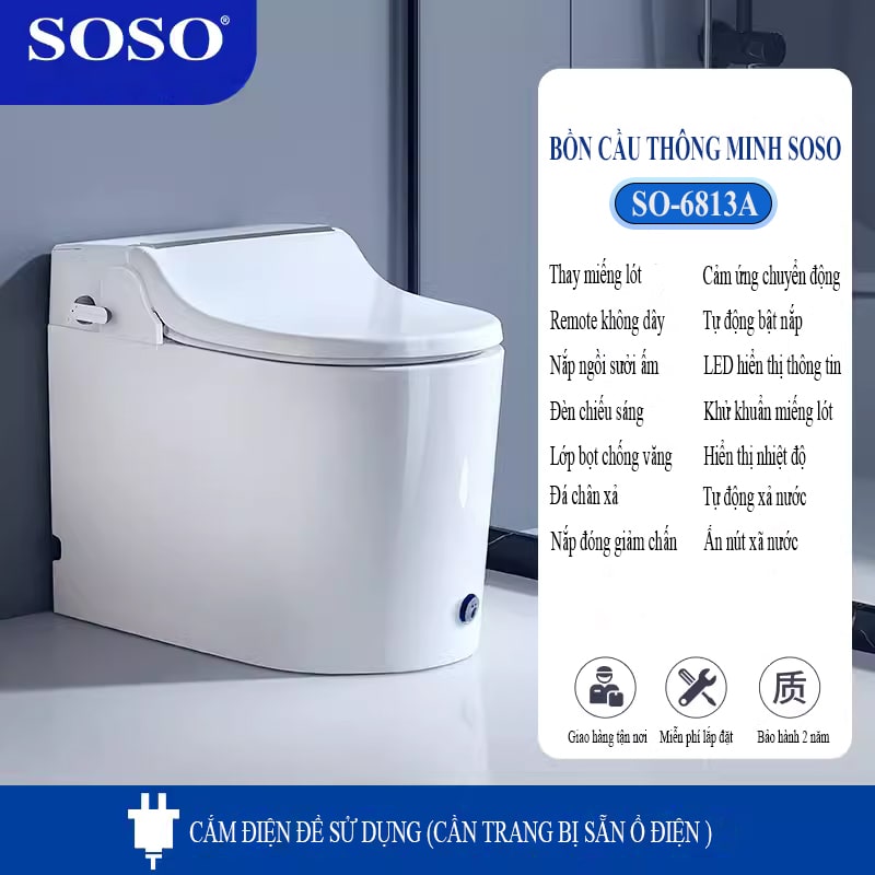 Bồn cầu thông minh thay miếng lót SOSO