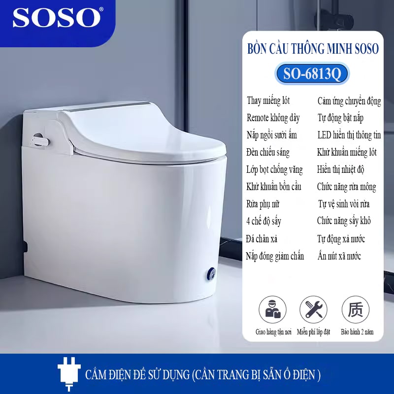 Bồn cầu thông minh thay miếng lót SOSO