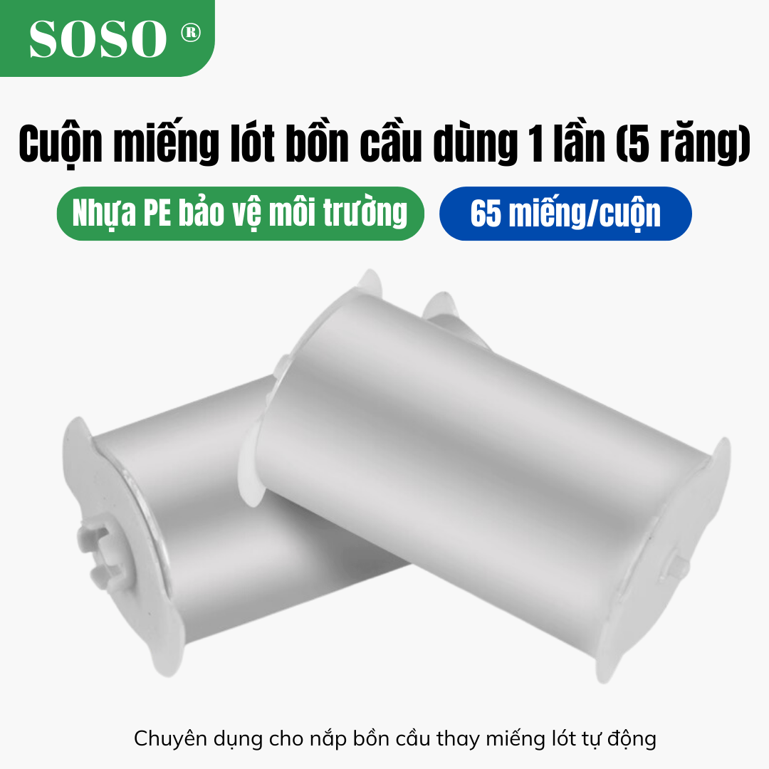 Cuộn lót bồn cầu, mỗi cuộn dùng trong 65 lần